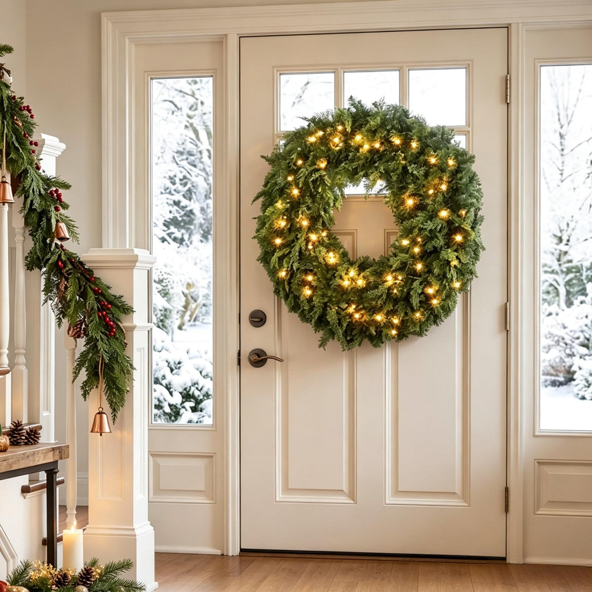 36-Inch Pre-Lit Crestwood Spruce Artificial Christmas Wreath with LED Lights - Green HouseOfZazla