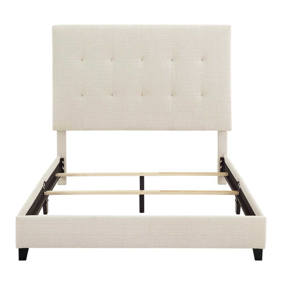 Tufted Upholstered Headboard Platform Bed with Padded Headboard - Queen, Beige or Dark Green HouseOfZazla