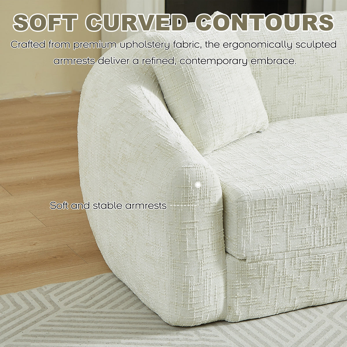 87-Inch Curved Convertible Sofa Recliner with 2-in-1 Design - Available in Beige, Grey, Green HouseOfZazla