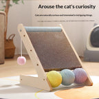 L-Shaped Wall-Mounted Corrugated Cat Scratcher With Sisal Ball