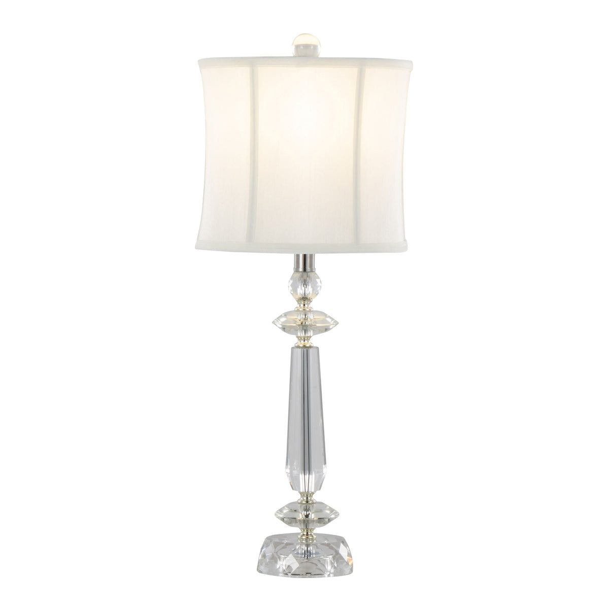 Contemporary Crystal Table Lamp Set with Faceted K9 Crystal - Clear Crystal / Chrome HouseOfZazla