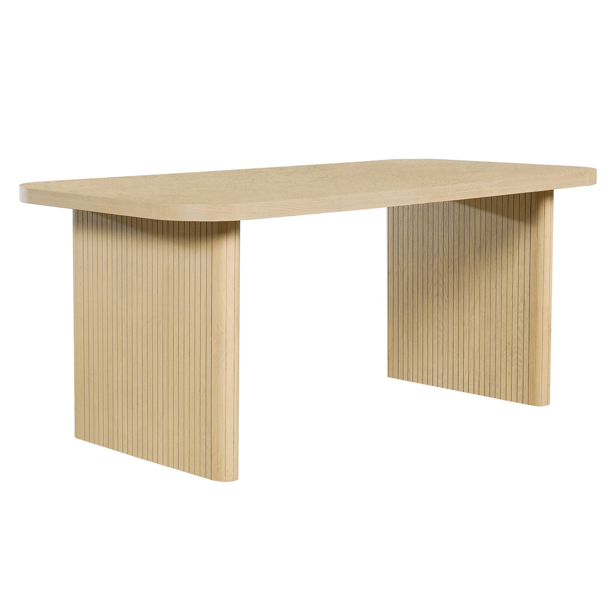 Natural Oak Veneer Dining Table with Fluted Rubber Wood Legs - Natural Oak HouseOfZazla