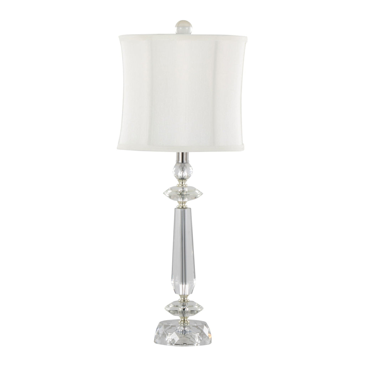 Contemporary Crystal Table Lamp Set with Faceted K9 Crystal - Clear Crystal / Chrome HouseOfZazla