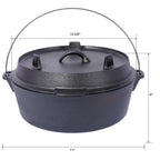 Pre-Seasoned Cast Dutch Oven with Skillet Lid and Pot Rack