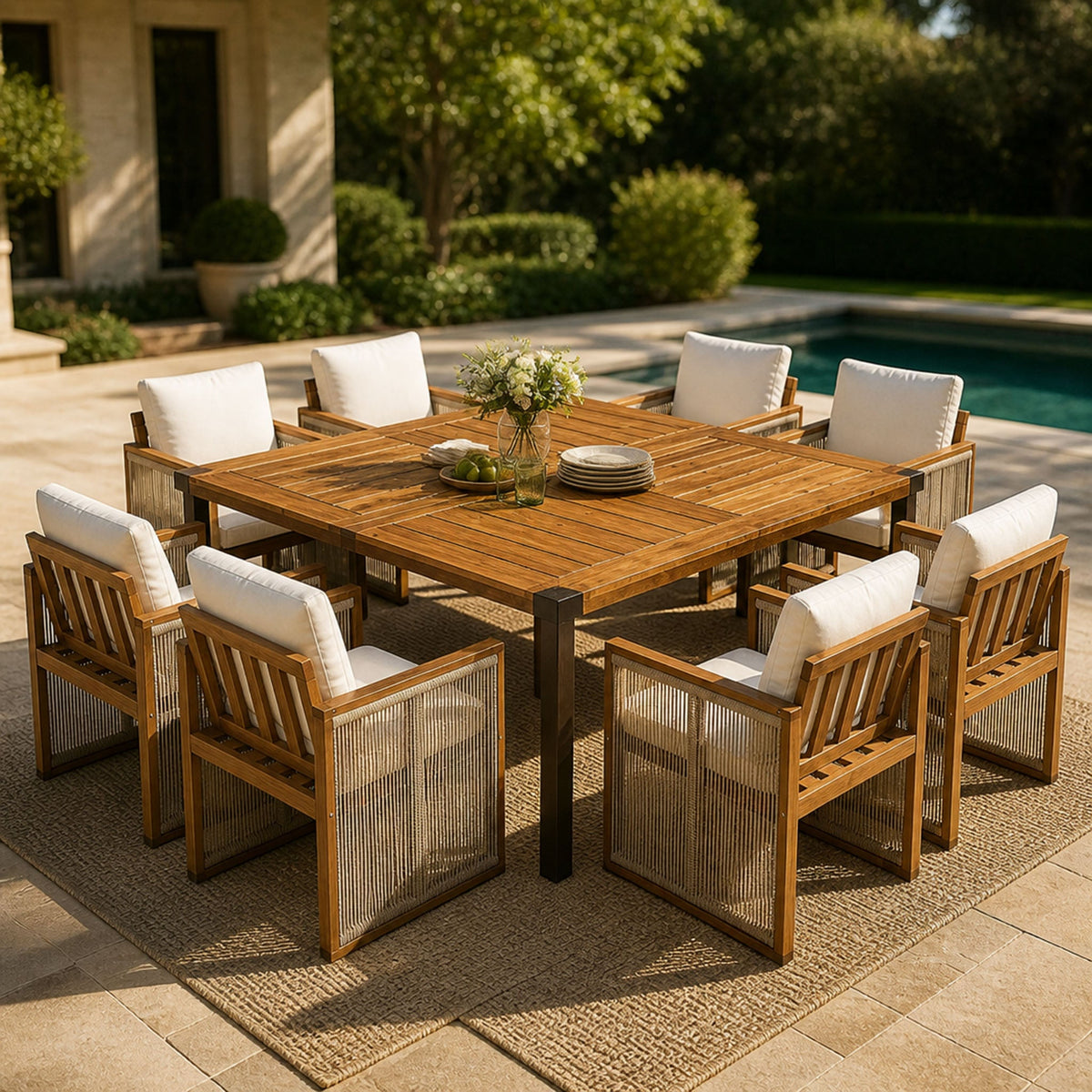 9-Piece Acacia Wood Outdoor Patio Dining Set HouseOfZazla