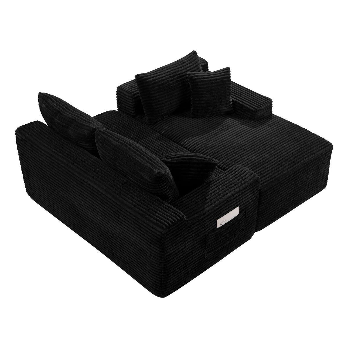 Corduroy Sectional Sofa with L-Shape Chaise - 106.3" Cloud Modular in Charcoal HouseOfZazla