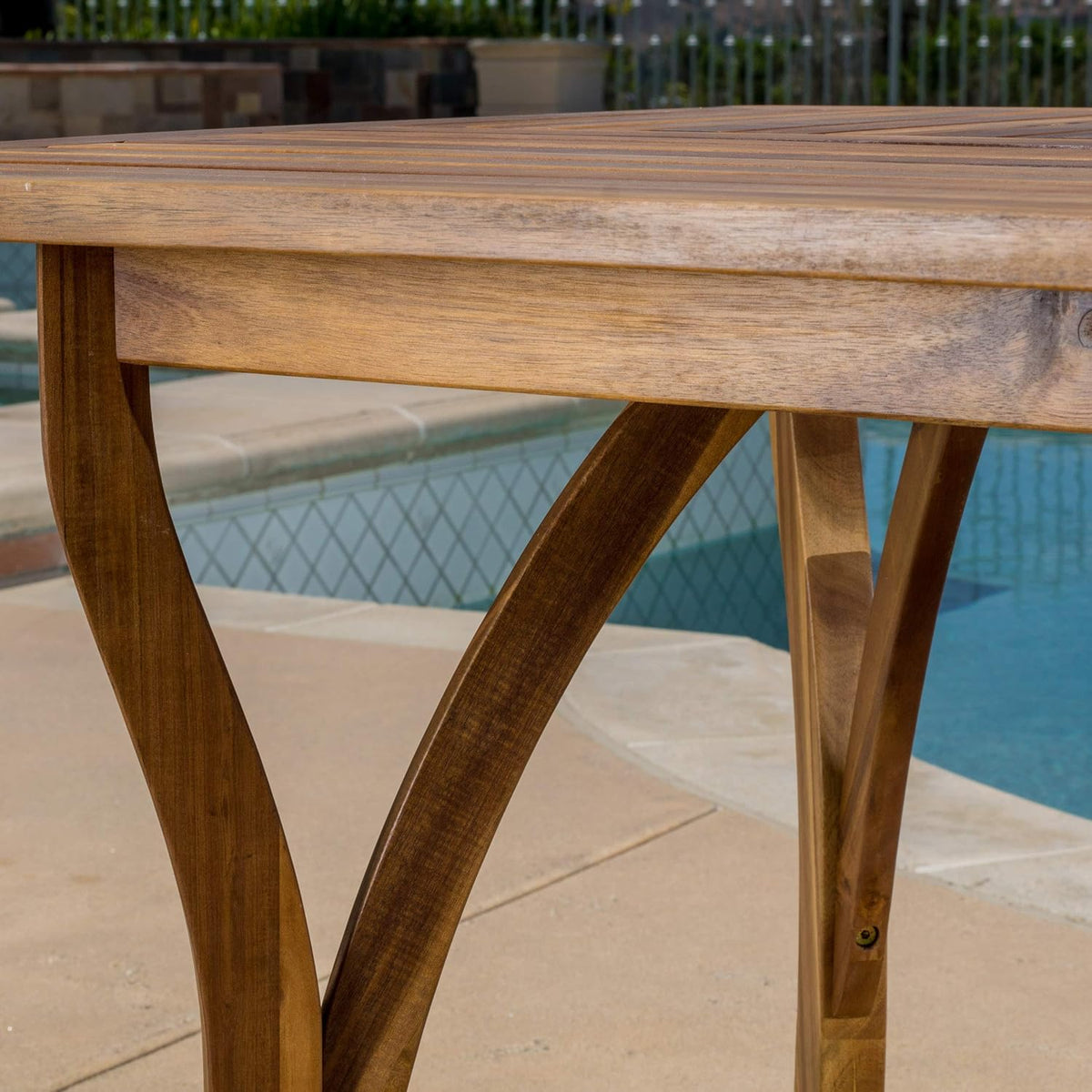 Acacia Wood Outdoor Dining Set with Cushions - 7 Piece Patio Set, Cream HouseOfZazla