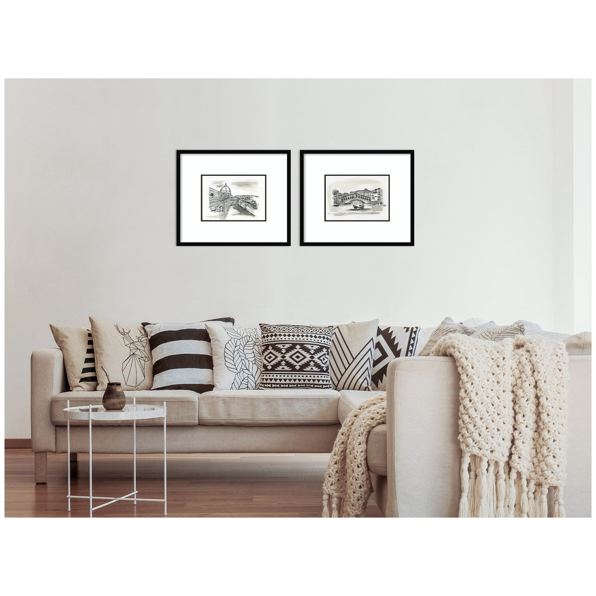 Vintage Postcard Florence & Venice 2 Piece Framed Wall Art Print Set by Teju Reval