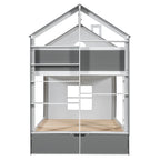 Full Size Bunk Bed with Storage Drawers & Shelves