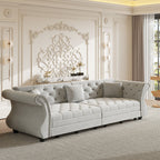 Oversized Chesterfield Pull Out Sofa Bed, Roll Arm Couch With Flower Tufting For Living Room