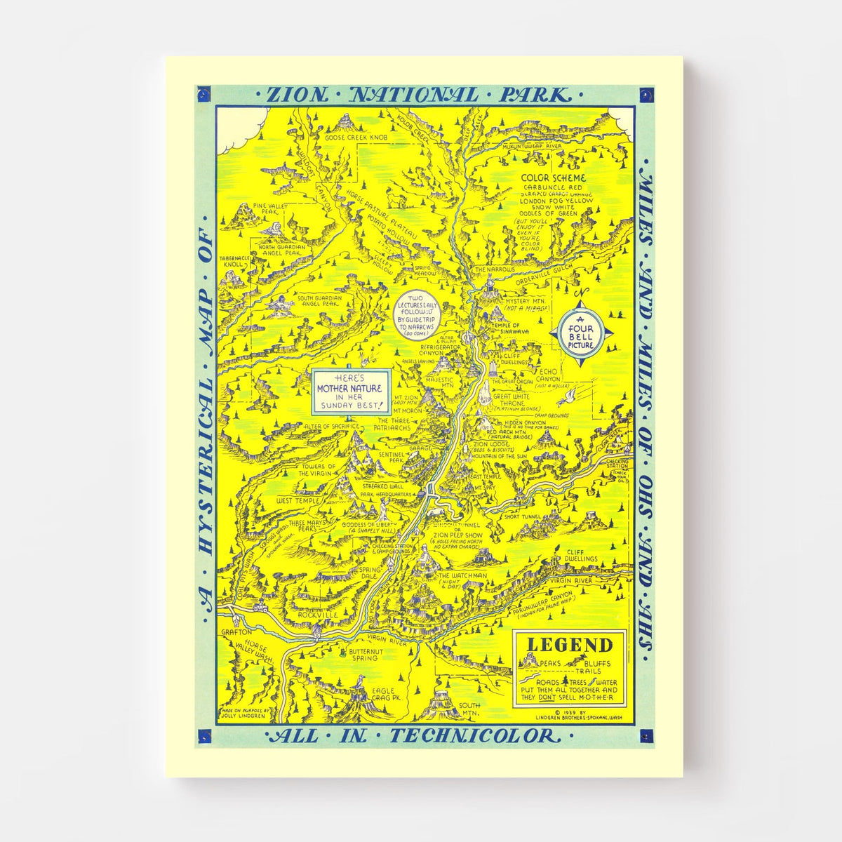 Vintage Map of Zion National Park, 1939