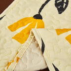 DaDa Bedding Botanical Floral Dining Table Placemats - Set of 4-Pieces Quilted Ivory with Yellow Fleur Golden Orange Spring Time Tulips - 13 x 19