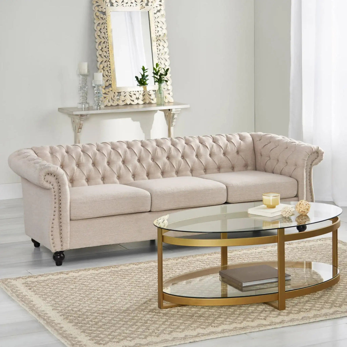 Chesterfield Style 3 Seater Sofa with Deep Button Tufting - Multiple Colors HouseOfZazla
