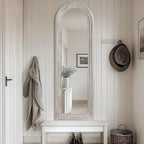 MELOMOIR Arched Solid Wood Full Length Mirror – Rustic Farmhouse Floor Mirror