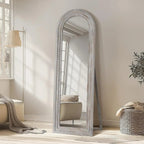 MELOMOIR Arched Solid Wood Full Length Mirror – Rustic Farmhouse Floor Mirror