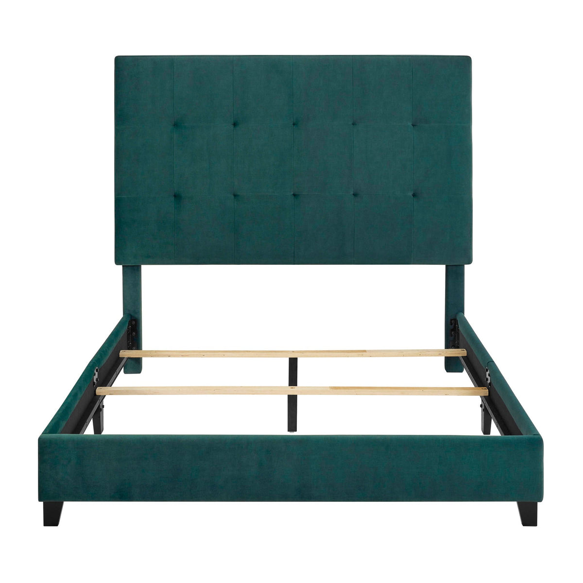 Tufted Upholstered Headboard Platform Bed with Padded Headboard - Queen, Beige or Dark Green HouseOfZazla