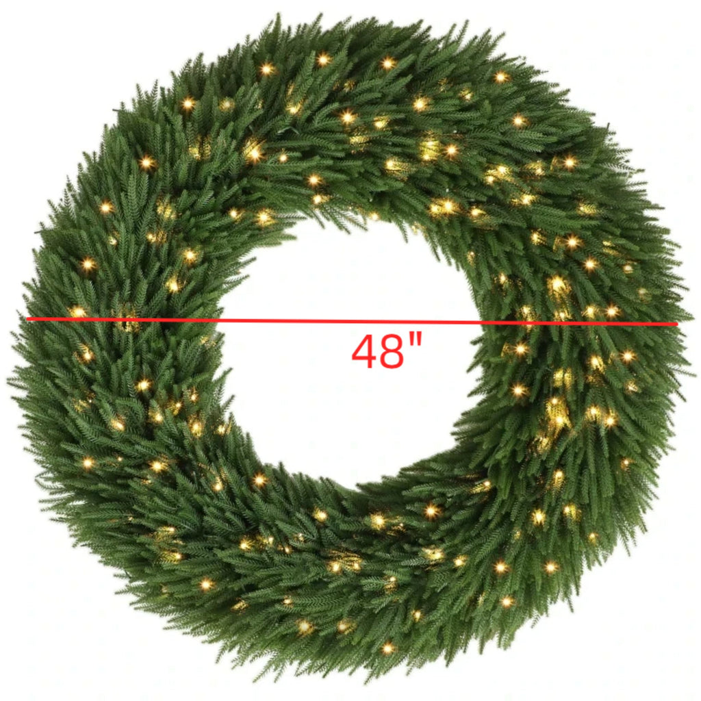 48" Artificial Norfolk Pine Christmas Wreath with LED Lights - Green HouseOfZazla
