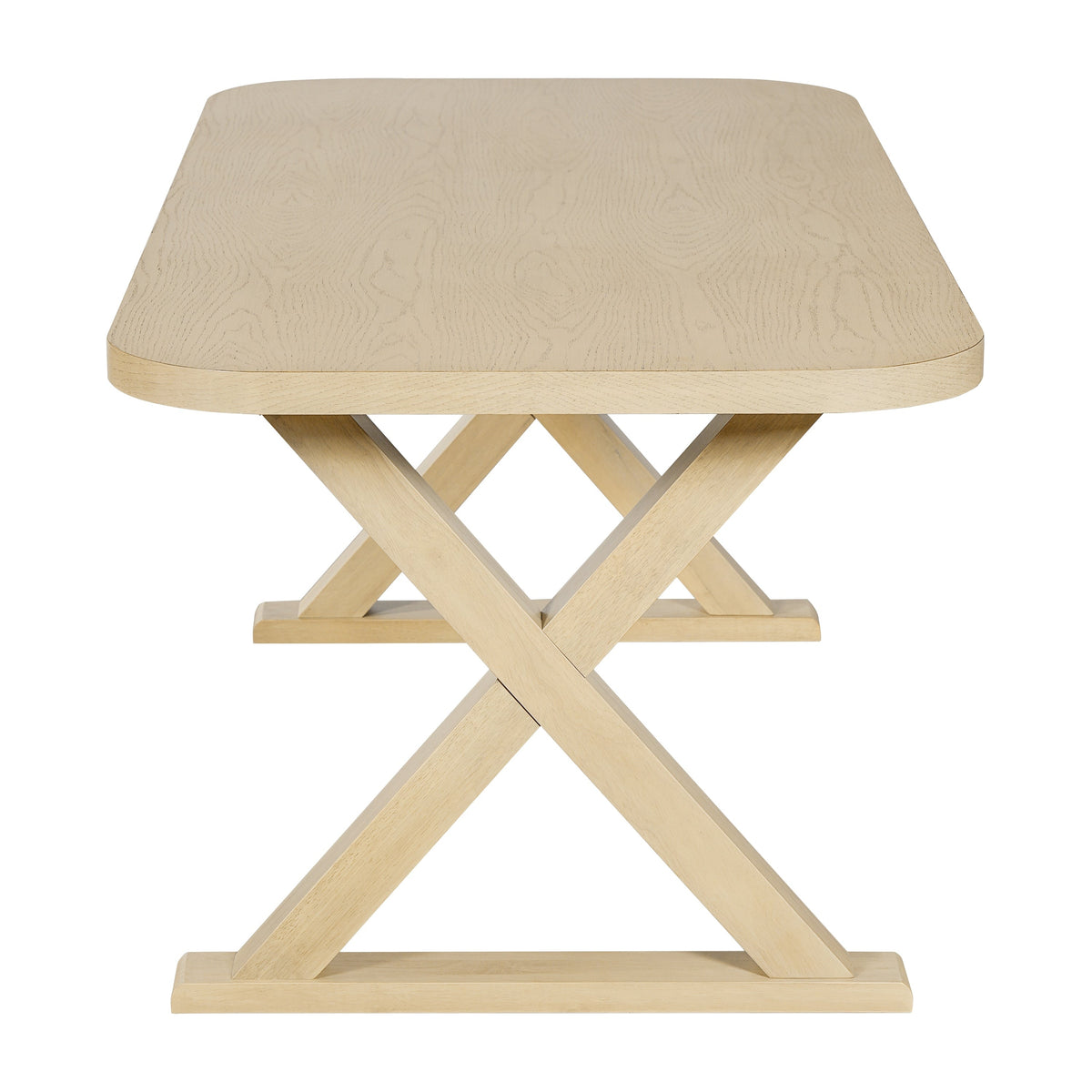 Natural Oak Veneer Dining Table with Rubber Wood Legs - Natural HouseOfZazla
