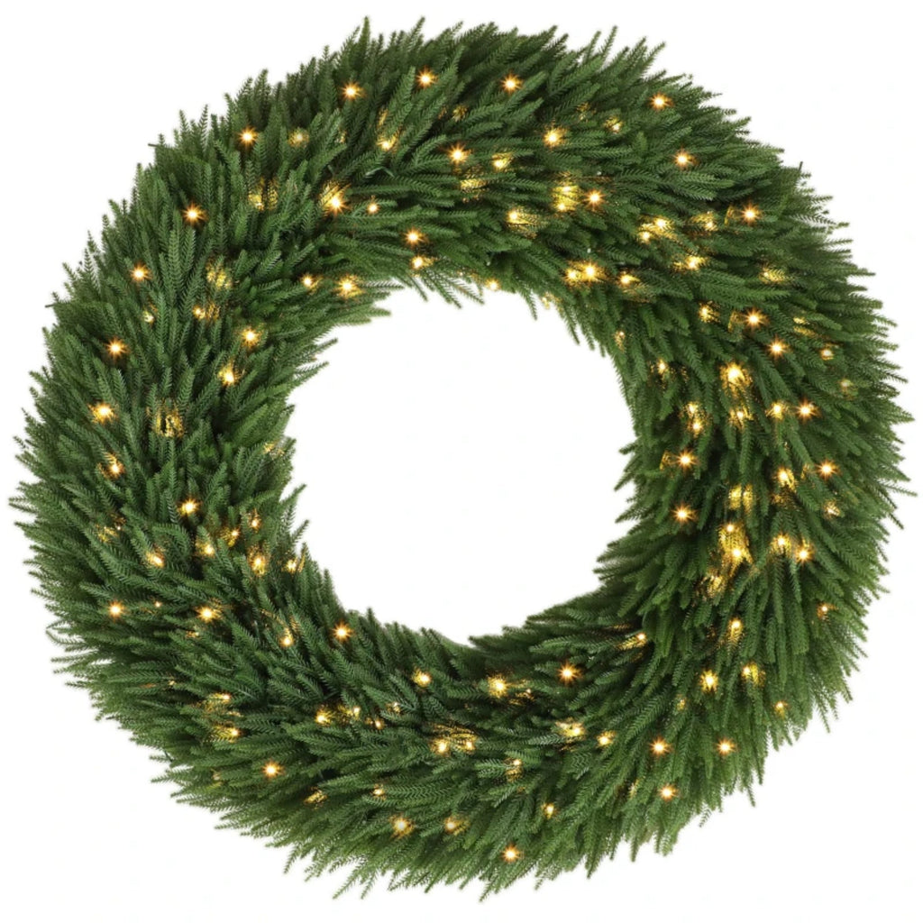 48" Artificial Norfolk Pine Christmas Wreath with LED Lights - Green HouseOfZazla
