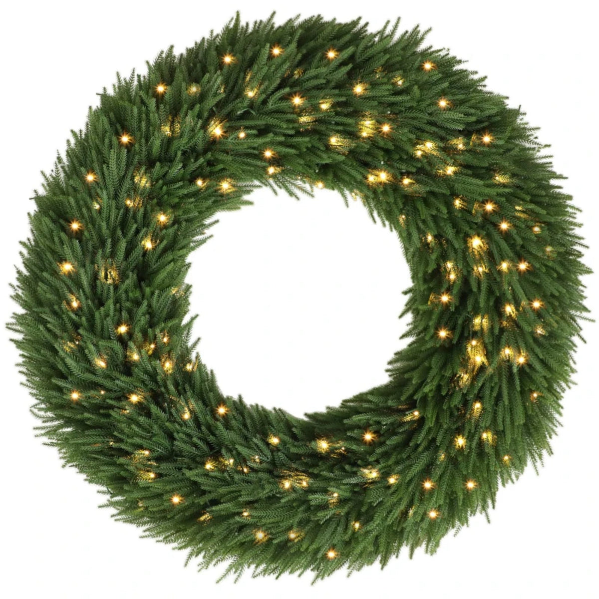 48" Artificial Norfolk Pine Christmas Wreath with LED Lights - Green HouseOfZazla