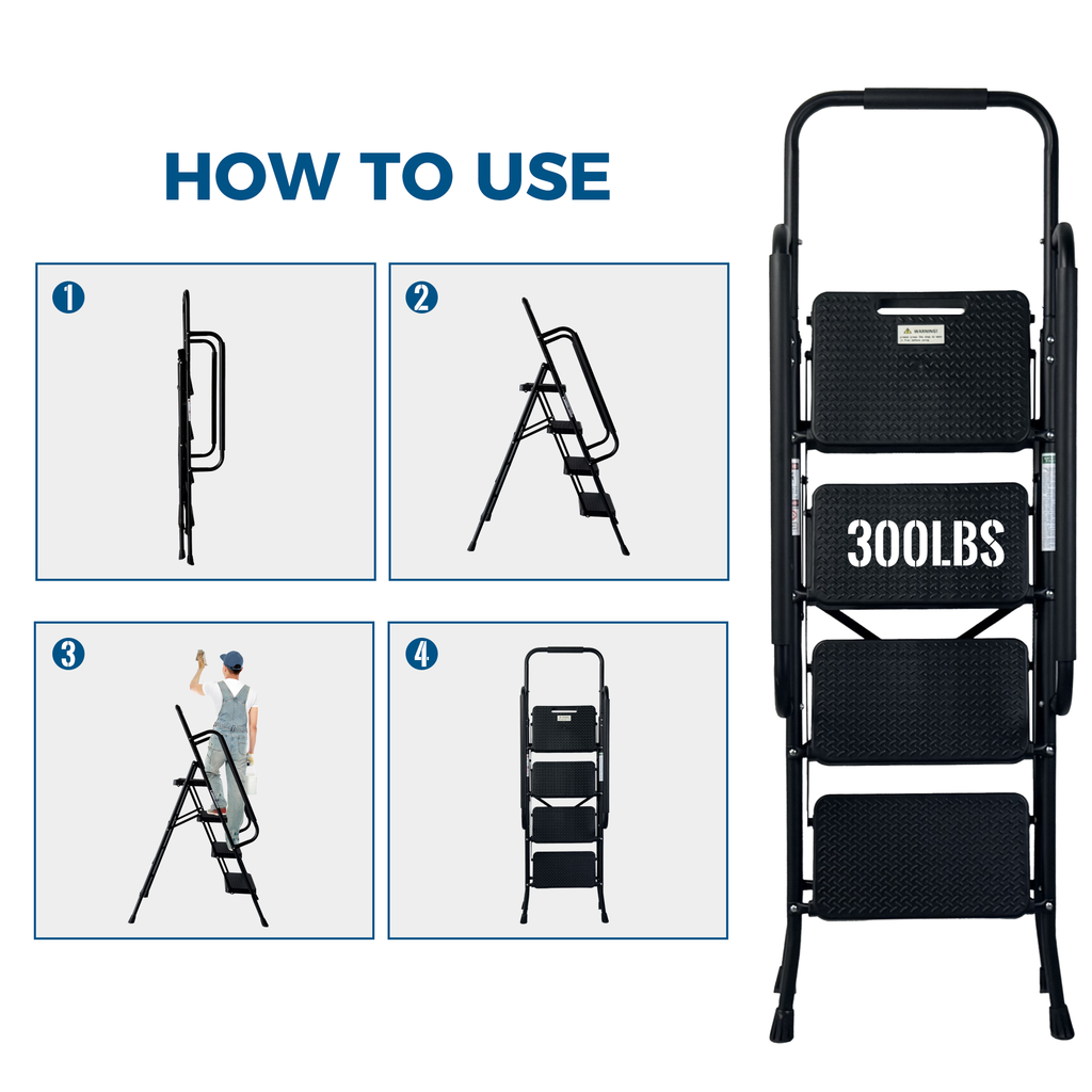 4 Step Ladder with Wide Anti-Slip Pedal