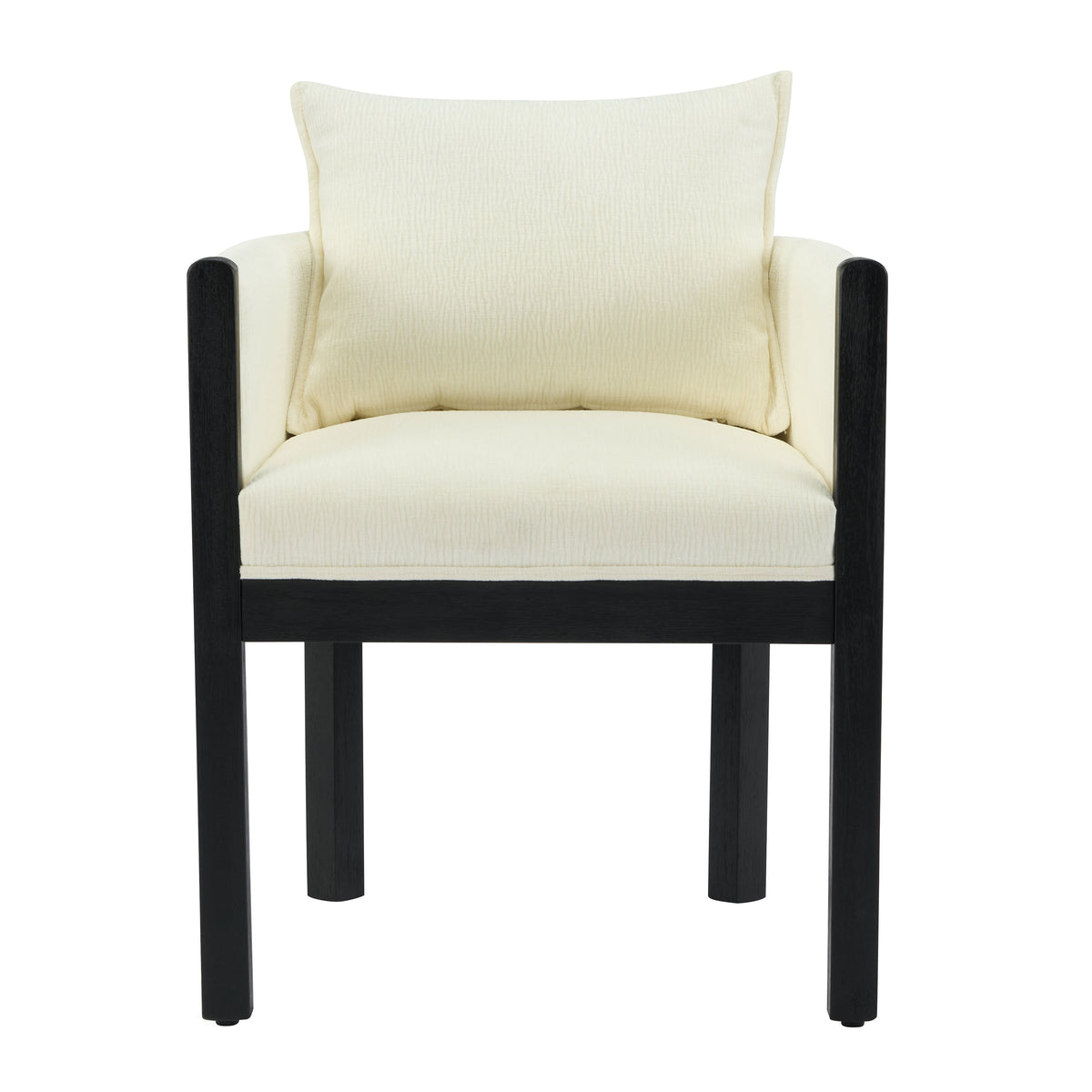 Linen Upholstered Armchair with Black Rubber Wood Legs - White HouseOfZazla