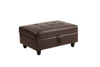 3 Pc Sectional Sofa Set Brown Faux Leather Left-Facing Chaise