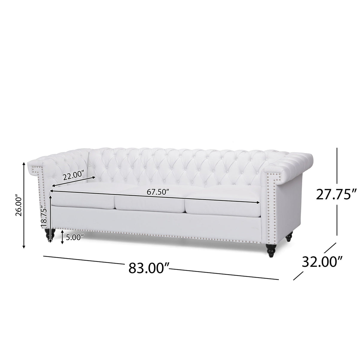 Chesterfield Style 3 Seater Sofa with Deep Button Tufting - Multiple Colors HouseOfZazla