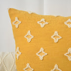 12''x20'' tufted floral lumbar support 100% cotton throw pillow | 7 colors textured daisy stitch design | boho chic lumbar & accent pillow | insert included