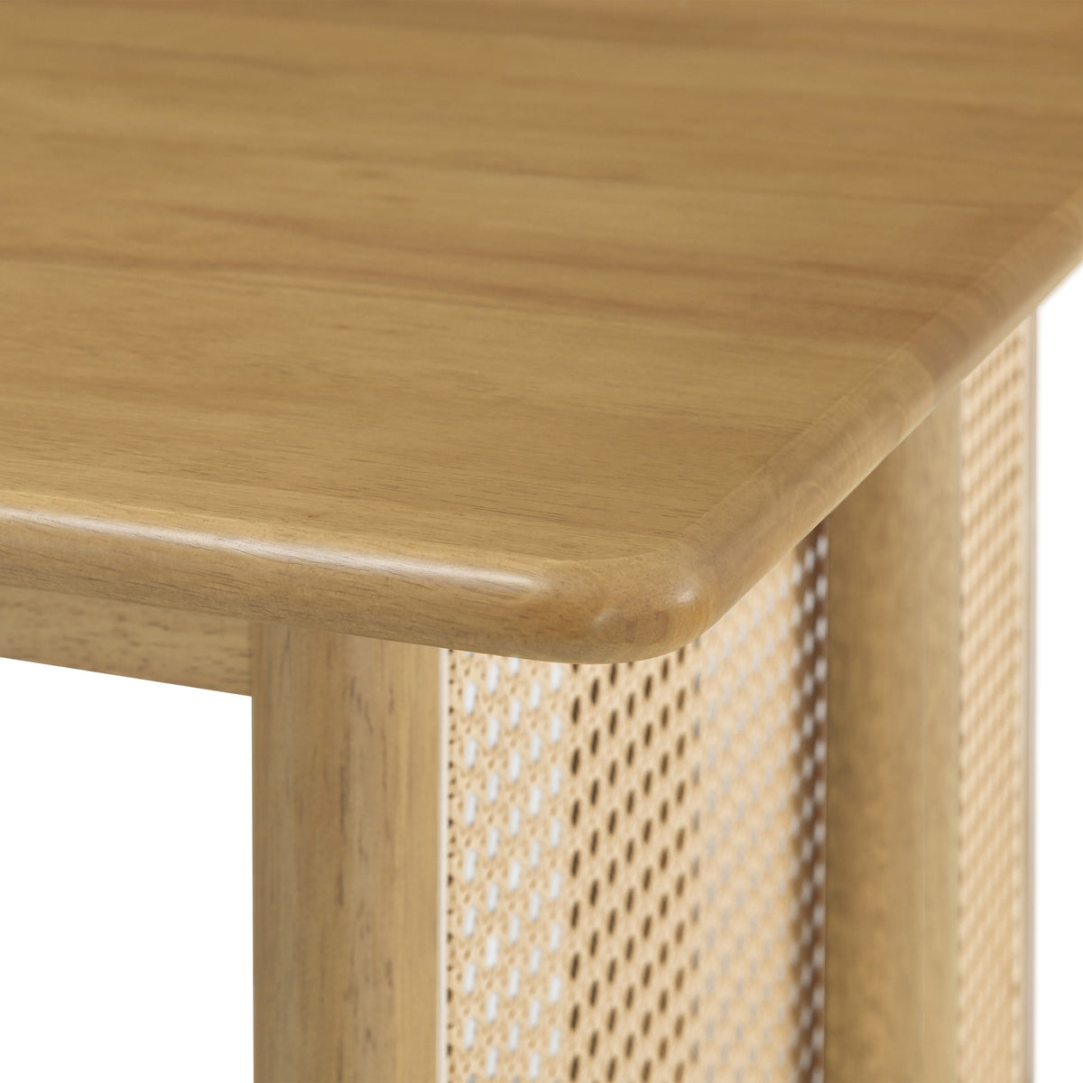 5-Piece Rubber Wood Indoor Dining Set with Rattan Chairs