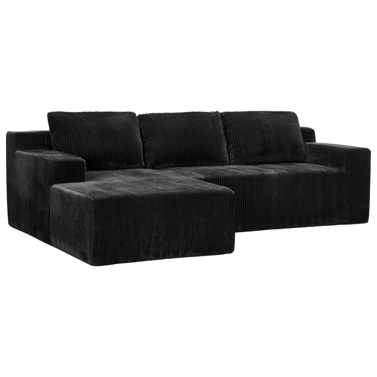 Corduroy Modular L Shaped Sectional Sofa with Plush Upholstery - Beige HouseOfZazla