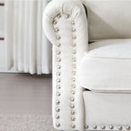 68 Inch Faux Leather Rolled Arm Sofa with Nailhead Trim