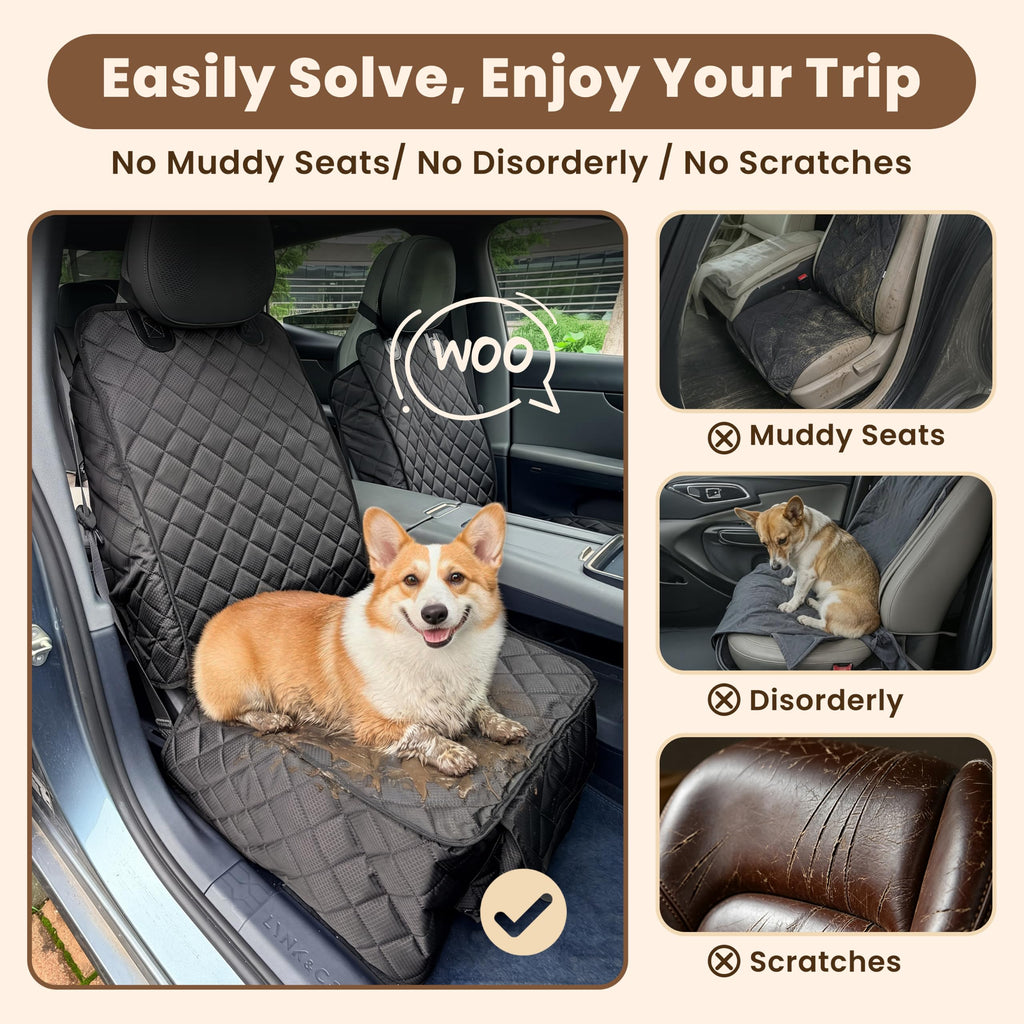 2 Pack Dog Car Seat Cover For Front Seat, Waterproof Car Seat Protector 900D Tear-resistant Front Seat Cover For Dogs, Full Side Flaps, Non-slip, Universal Fit For Cars Trucks SUVs, Easy To Clean