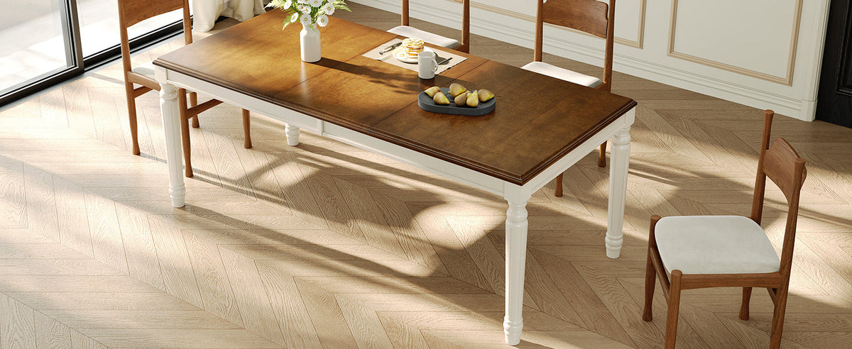 Traditional Rectangular Dining Table with Solid Wood Base - Natural Finish HouseOfZazla