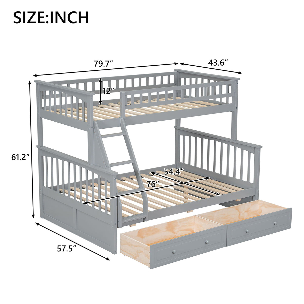 Convertible Storage Bunk Bed with Drawers - Twin Over Full HouseOfZazla
