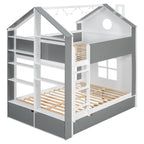 Full Size Bunk Bed with Storage Drawers & Shelves