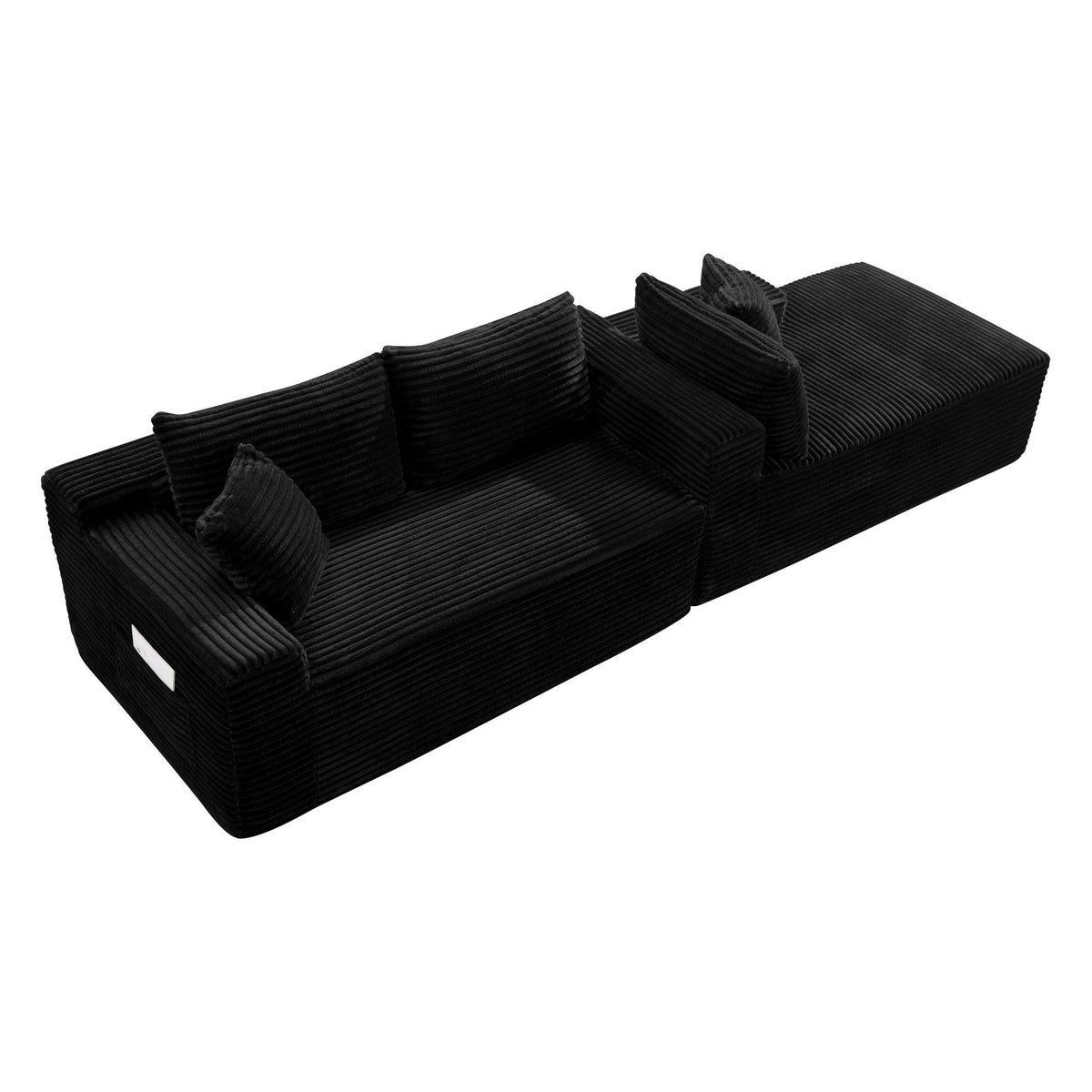 Corduroy Sectional Sofa with L-Shape Chaise - 106.3" Cloud Modular in Charcoal HouseOfZazla