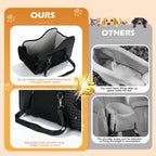 Center Console Dog Car Seat For Small Dogs, Dog Booster Seat To 15lbs Portable Puppy Car Seat With Adjustable Straps, Storage Pocket, Anti-Collapse, Washable Reversible Seat Cushion Black