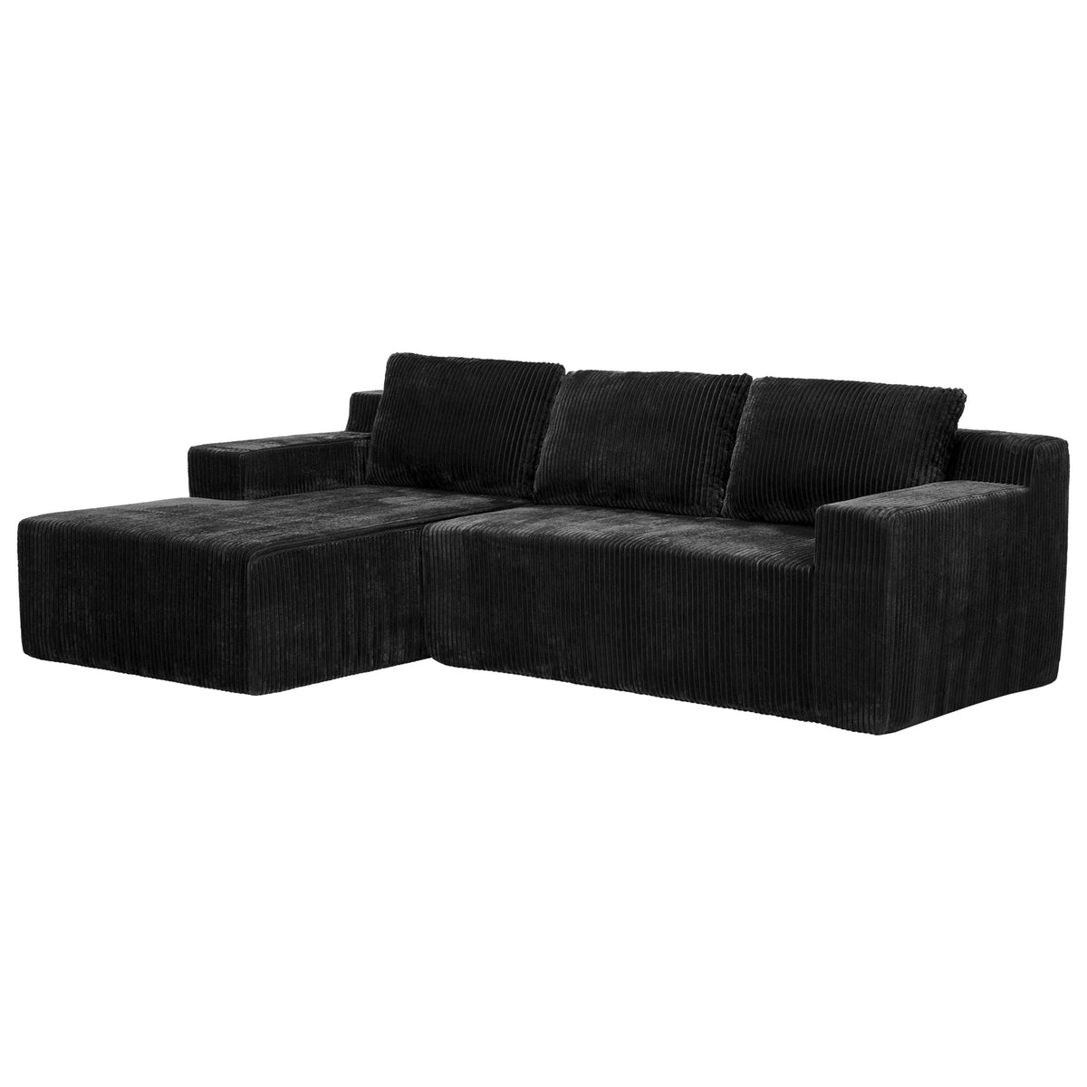 Corduroy Modular L Shaped Sectional Sofa with Plush Upholstery - Beige HouseOfZazla