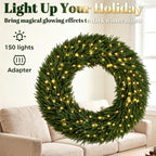 48" Artificial Norfolk Pine Christmas Wreath with LED Lights - Green HouseOfZazla