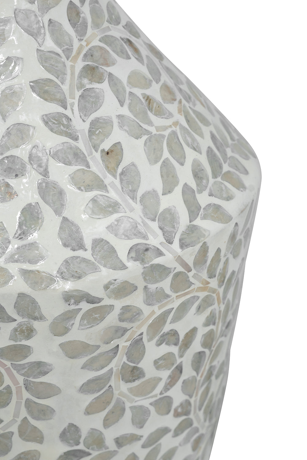 Decorative Paper Powder Vase with Tapered Capiz Floral Design - White HouseOfZazla