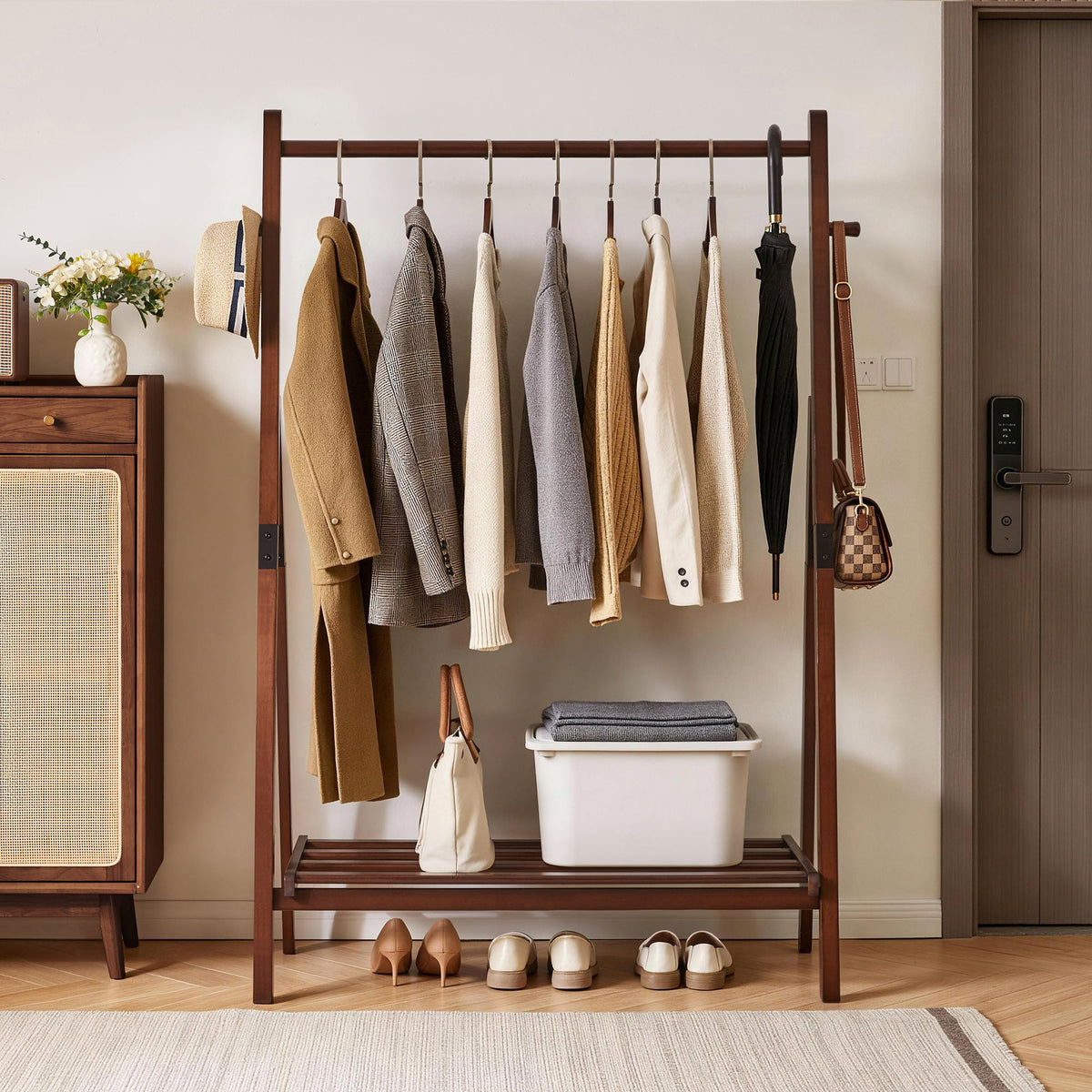 Heavy-Duty Solid Wood Freestanding Clothes Rack HouseOfZazla