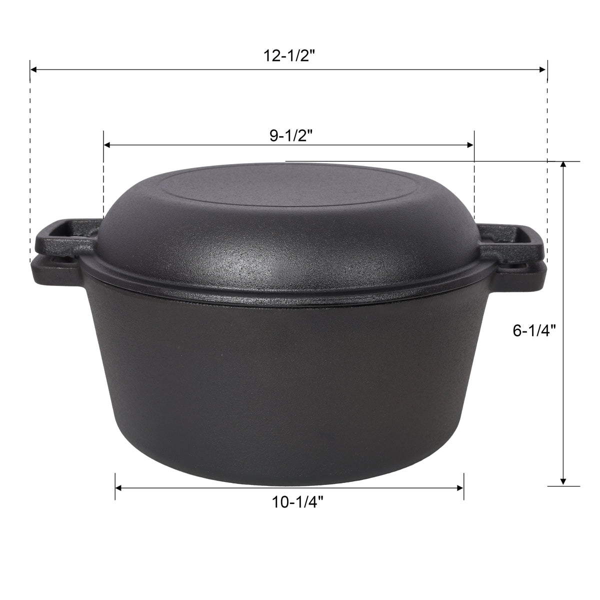 2 in 1 Pre-Seasoned Cast Iron Dutch Oven With Dual Handles, Outdoor Camping Deep Pot for Camping Fireplace Cooking BBQ Baking Campfire, 5 Quart.With 2pcs Silicone Handel Covers. Montret