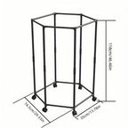 360 Rotating Freestanding Clothing Rack, Hexagonal Carbon Steel Organizer with Wheels