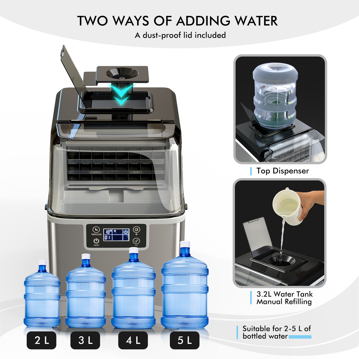 Electric Countertop Ice Maker with Ice Scoop and Basket-Sliver DirectDeals