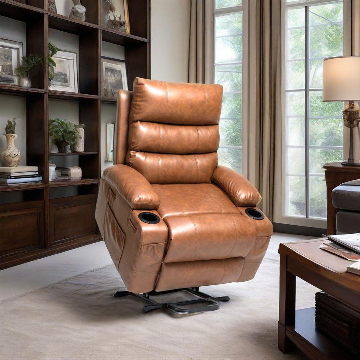 Large Size Electric Power Lift Recliner Chair Sofa With 8 Point Vibration Massage And Lumbar Heat Unique Piece Furniture