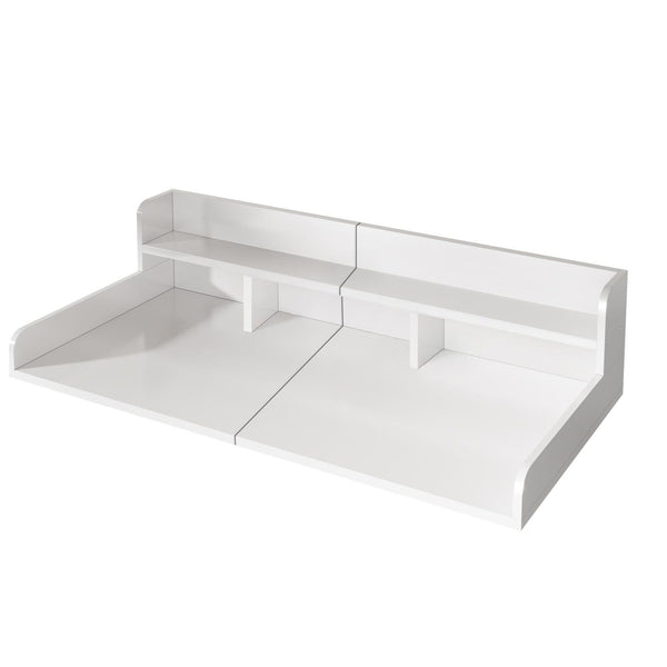 White Washer Dryer Countertop Organizer with Double Layer Storage - White