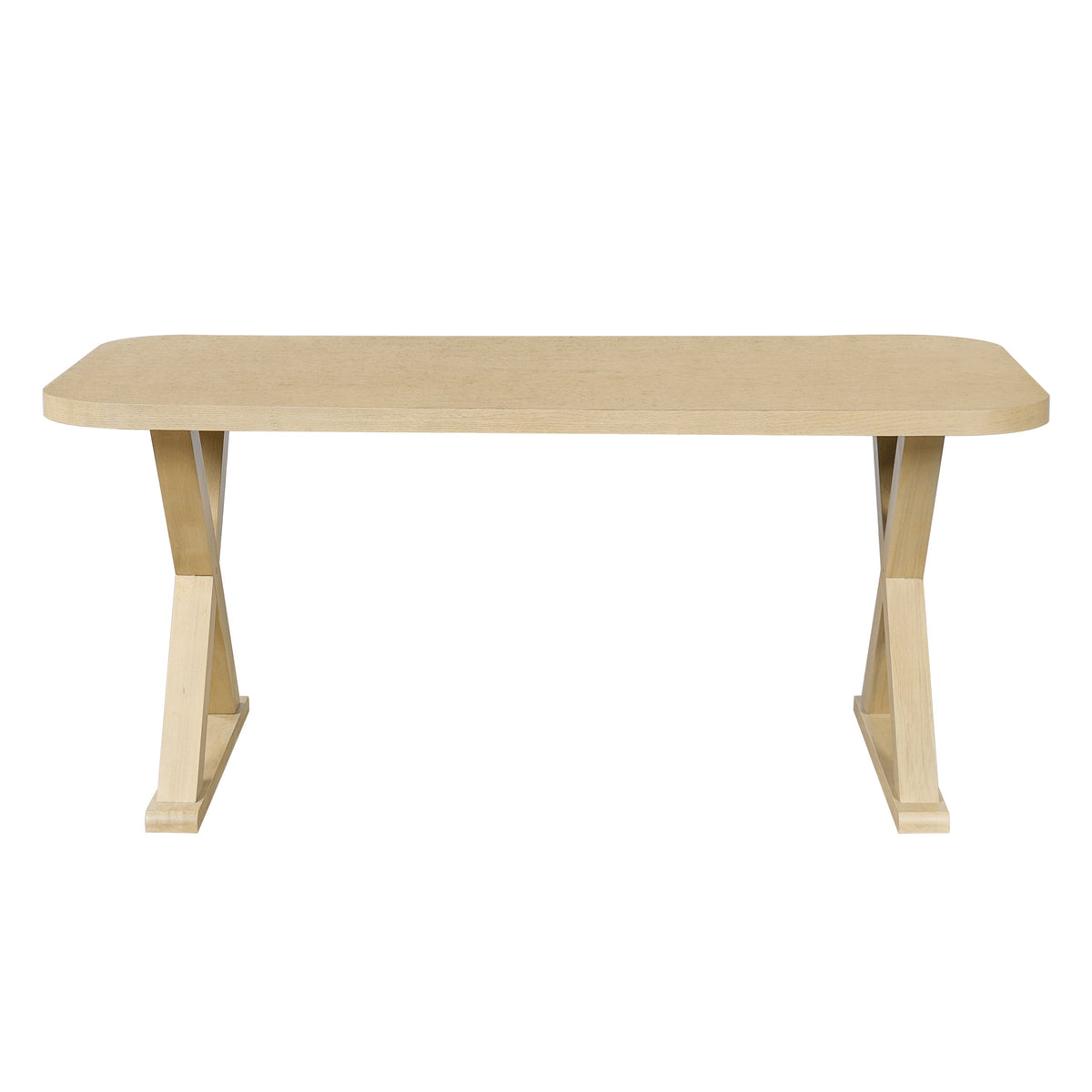 Natural Oak Veneer Dining Table with Rubber Wood Legs - Natural HouseOfZazla