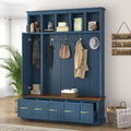 U-Can Entryway Hall Tree with Coat Hooks, Shoe Bench & Drawer Storage Cabinet