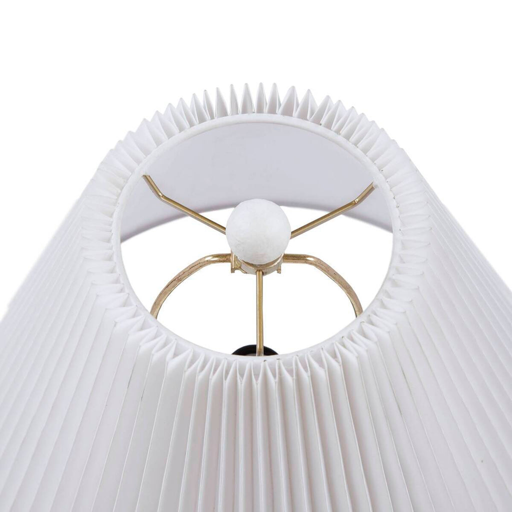 Textured Ceramic Table Lamp with Fluted Fabric Shade - White HouseOfZazla